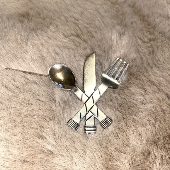 Vtg Taxco 925 TL-115 Fork, Spoon, Knife Pin Vintage Cook Chef Brooch / 14g - Picture 3 of 6